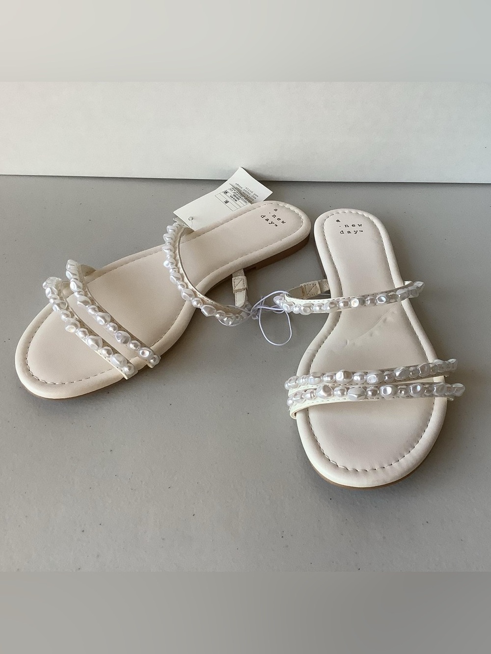 A New Day Aida Faux Pearl Multi-Strap Slide Sandals